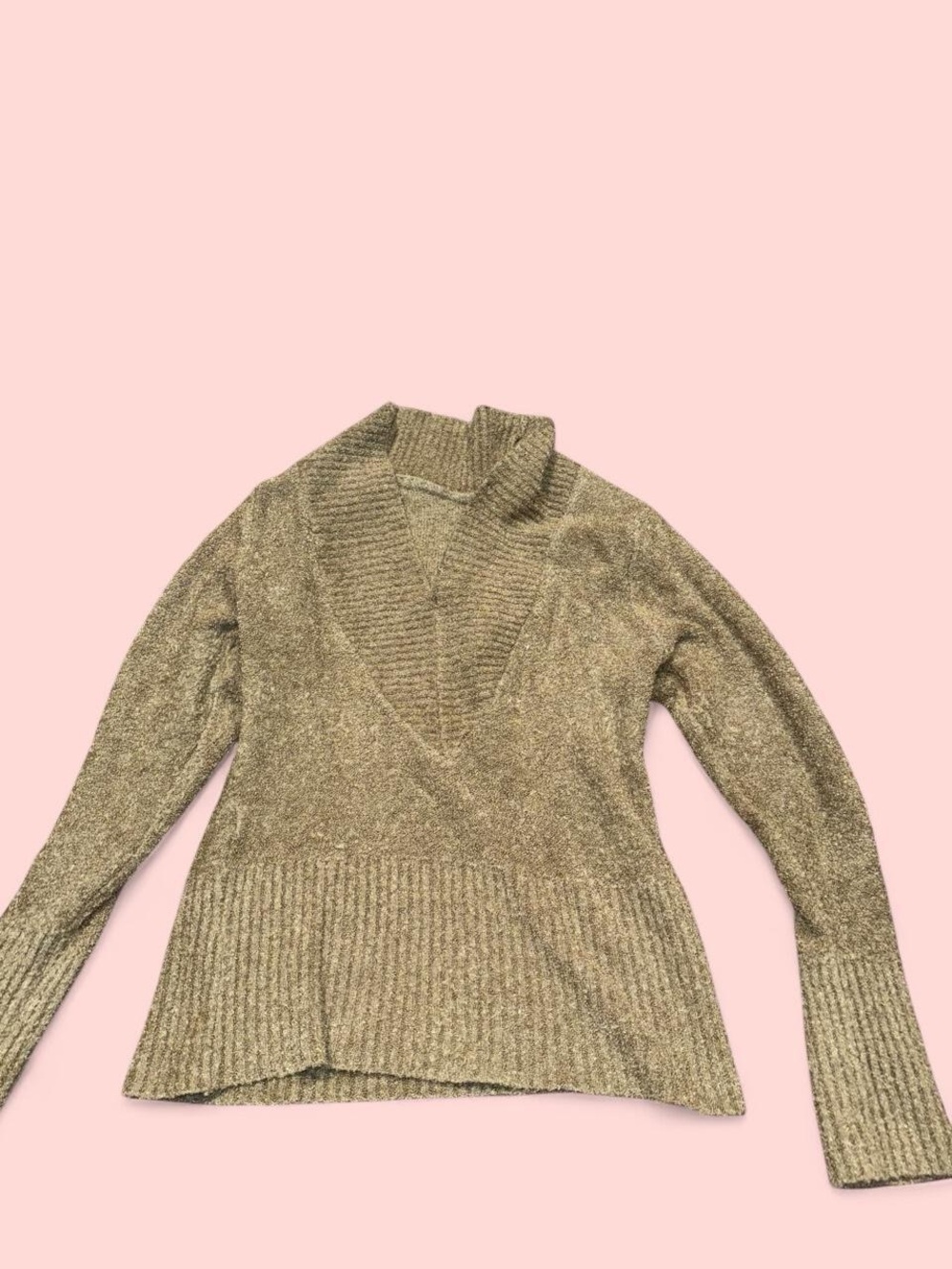 Cozy V-Neck Knit Sweater in Olive